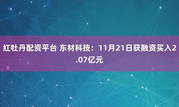 红牡丹配资平台 东材科技：11月21日获融资买入2.07亿元